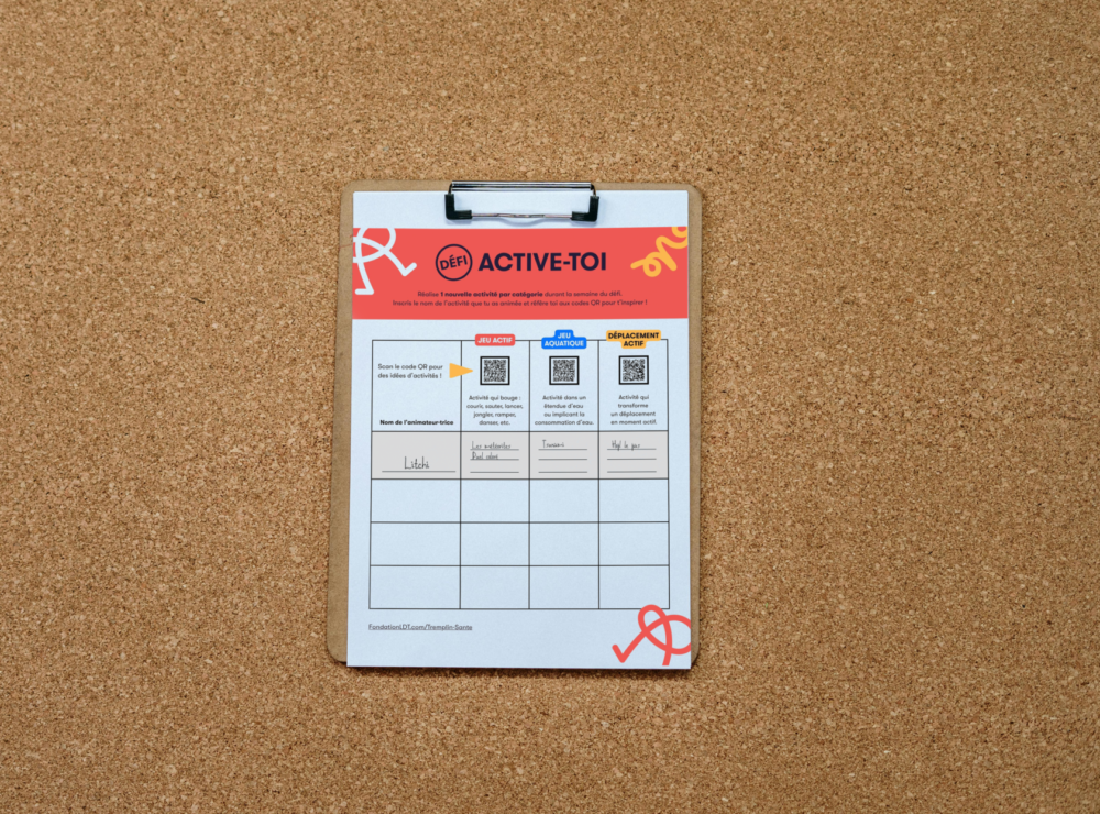Tableau du Défi Active-Toi